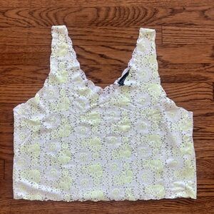 Topshop White and Yellow Floral Lace Crop Top